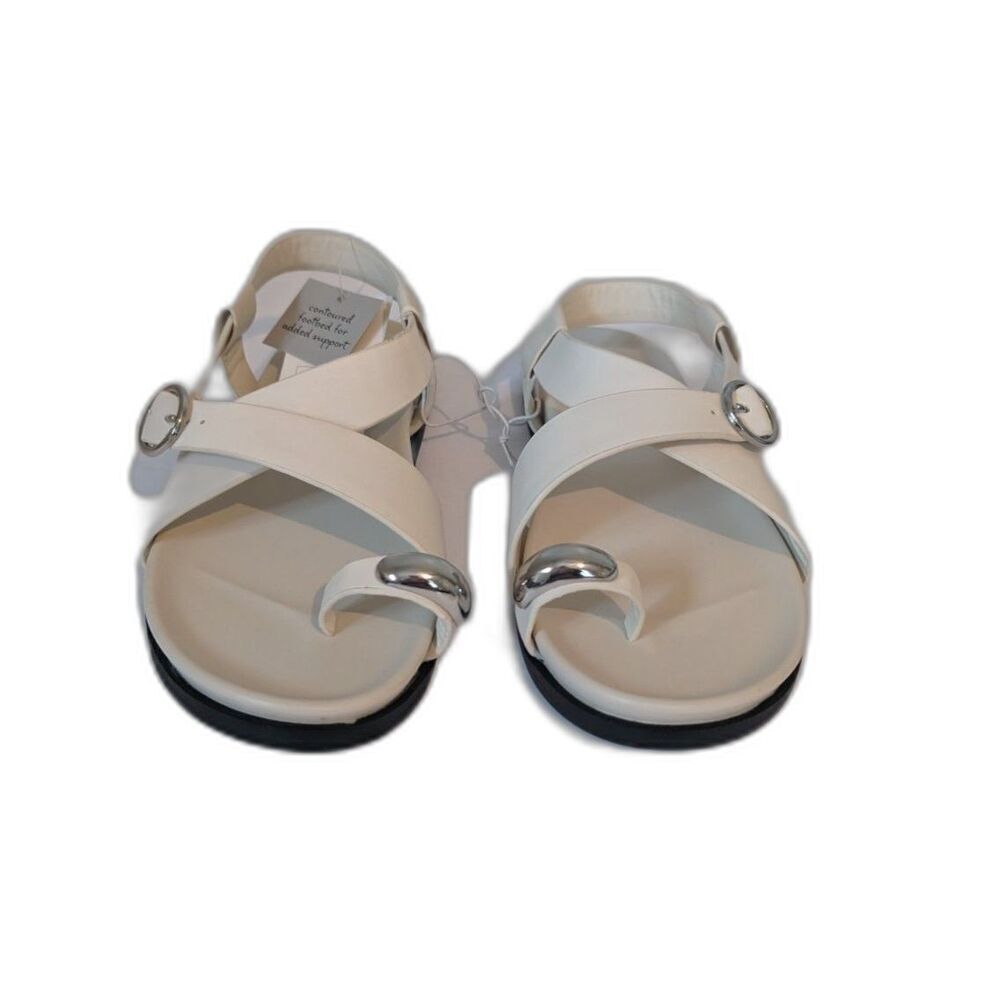 Women's Penelope Toe Ring Footbed Sandals -A New Day- Bone Size 9.